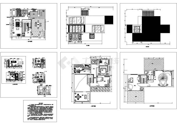 空中花园式的现代风格别墅设计施工cad图纸（共七张）-图一