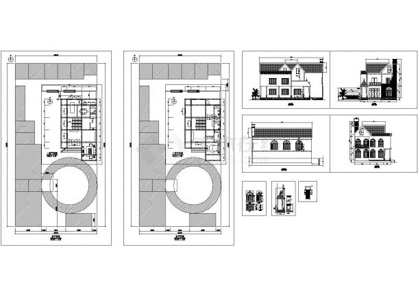 二层坡屋面豪华大别墅设计cad图纸（共七张）-图一