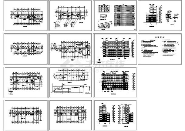 -1+8层5764.63平米办公楼建筑设计cad施工图-图一