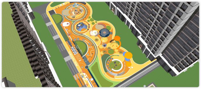橙色地面宇宙主题儿童游乐园su模型_图1