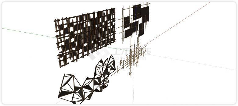 现代金属挂件组合3Dsu模型-图二