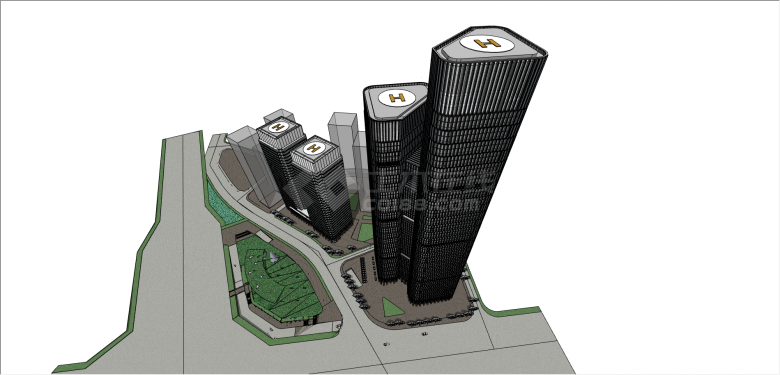 长沙超高层五一路建筑su模型-图一