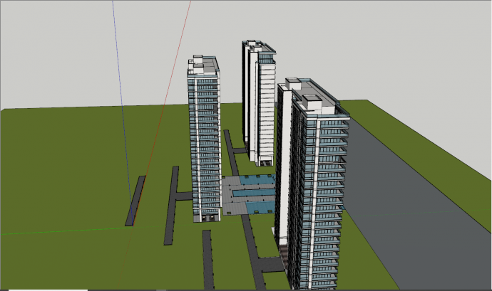 板式现代风格高层住宅su模型_图1