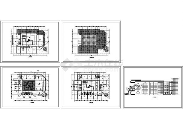 9班：长46.7米 宽34.4米 3层幼儿园+社区服务中心建筑方案设计图【各层平面 屋顶平面 1立面】cad施工图设计-图一