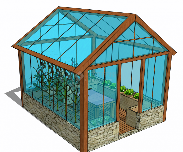 景观植物温室房su模型-图二