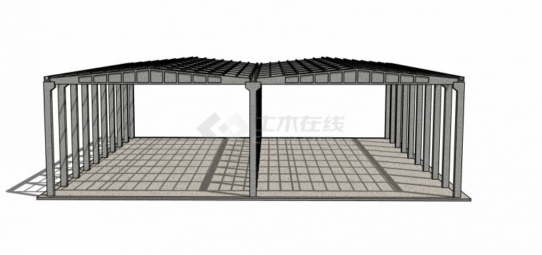 简单温室大棚钢结构框架su模型-图二