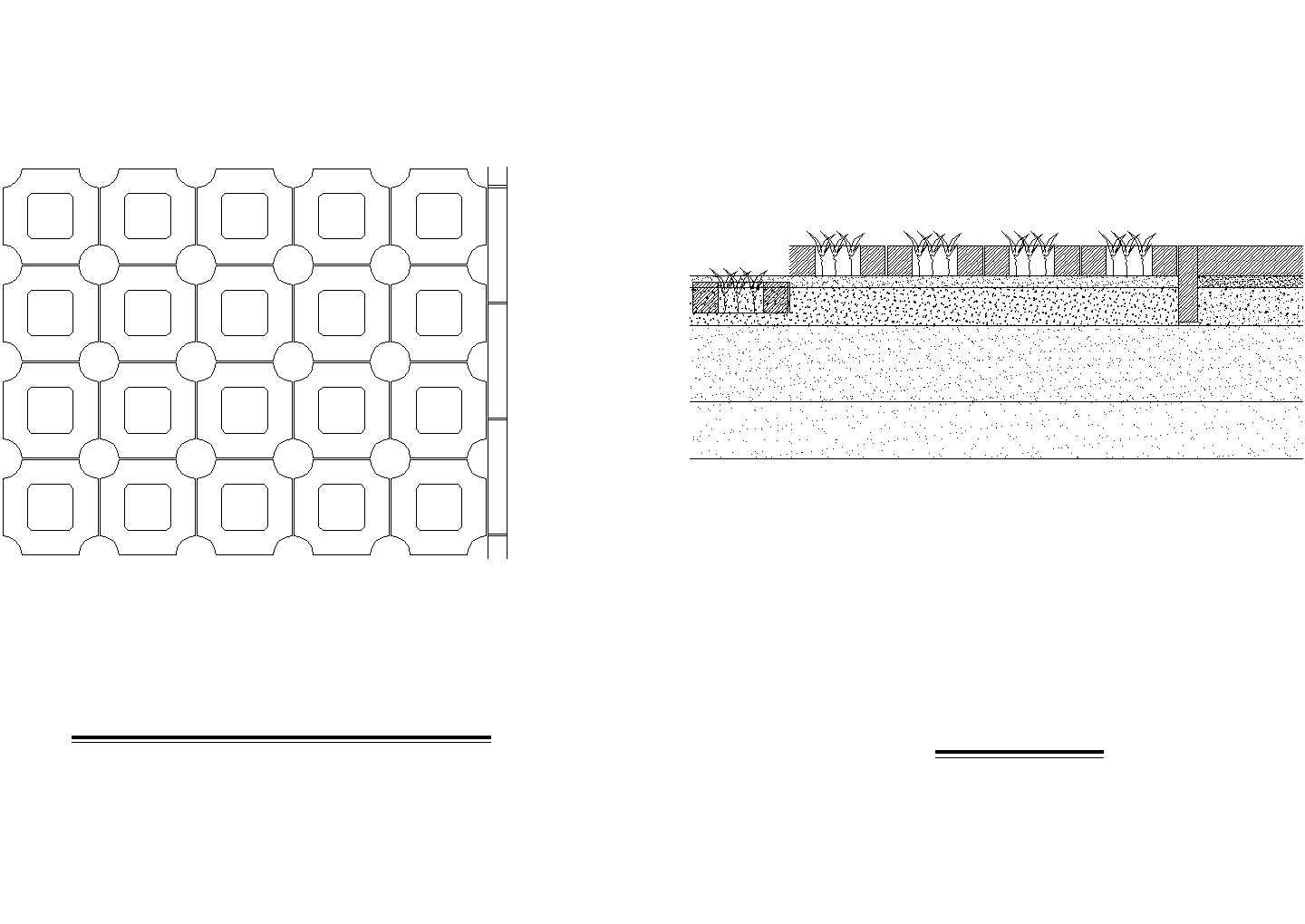 某小区停车坪嵌草砖铺装做法CAD参考图 
