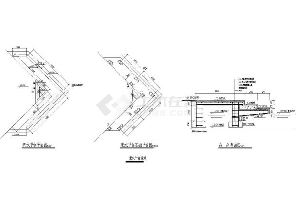亲水平台做法剖面CAD参考图-图一