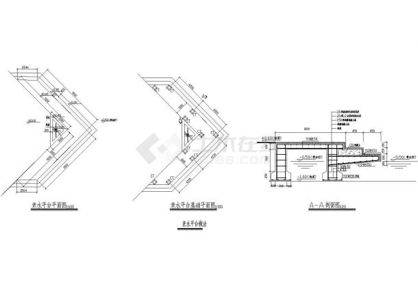 亲水平台做法剖面CAD参考图-图二