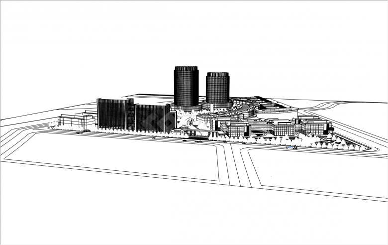 大规模现代风格新疆创新科技园设计su模型-图一