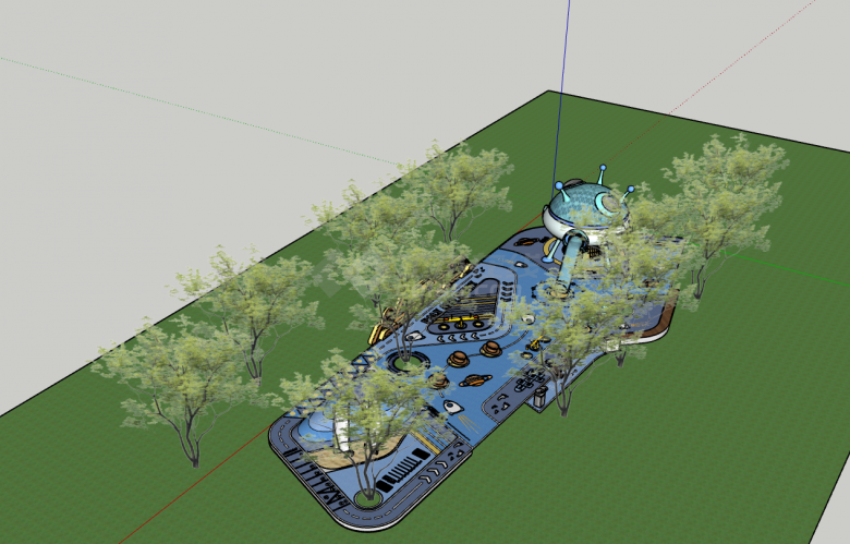 现代游乐园 太空主题儿童场地su模型-图二