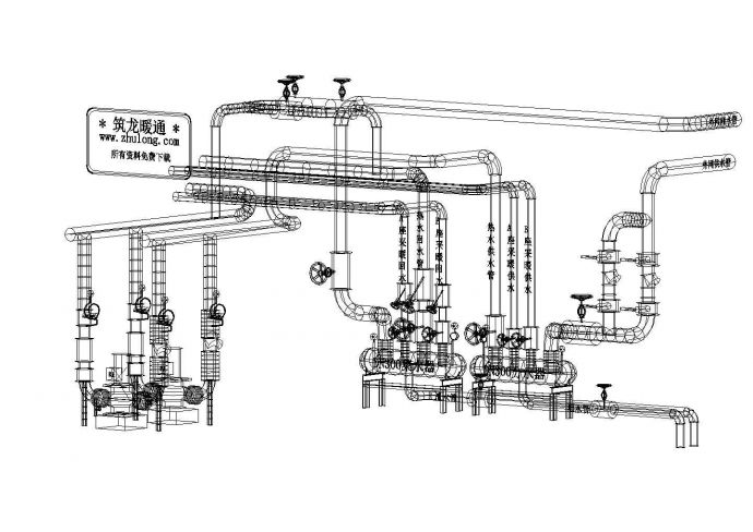 北京某项目地下室热水泵房三维图_图1
