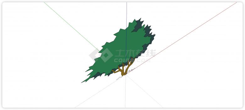 2D绿色叶子树木花灌su模型-图二