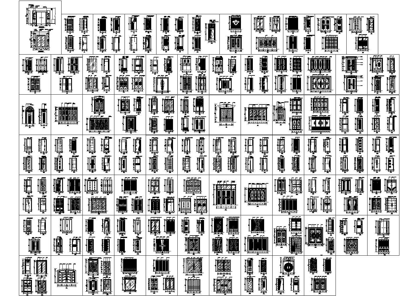 各类装饰门设计cad详图图集（标注详细，255种方案设计）