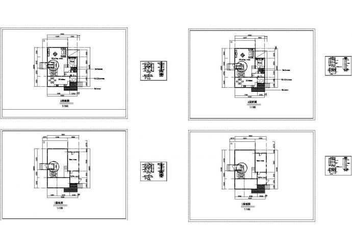 二层现代风格的豪华别墅设计cad图纸（内含有全套平面图）_图1