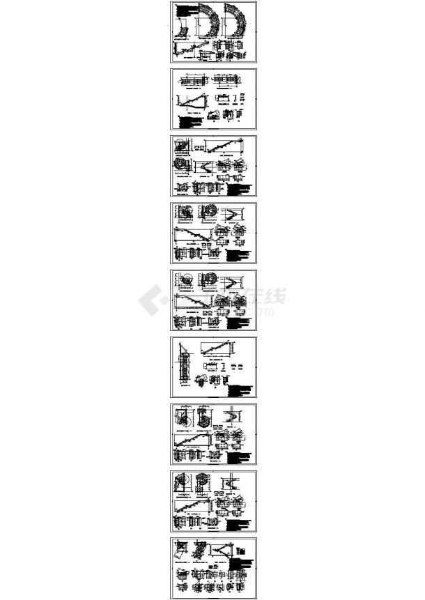 多部旋转钢楼梯、悬挑钢梯、直跑钢梯节点详图-图一