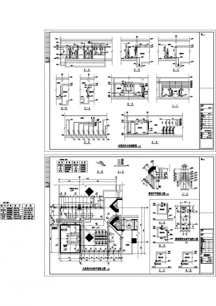 某工程泵房及屋顶消防水箱设计cad图纸_图1
