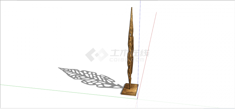 撞色叶状塑木材质现代创意雕塑su模型-图二