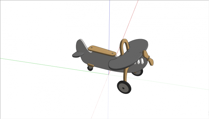简易性的木质的儿童轮滑车su模型_图1