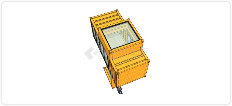 十字造型橙黄色元素空间集装箱SU模型-图二