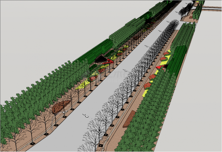 现代大型公路道路su模型展示-图二