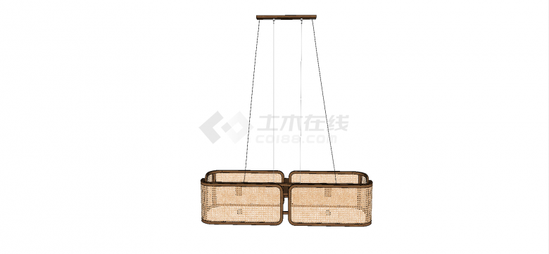 现代双子样式竹篾围护吊灯su模型-图二