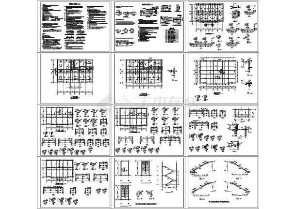 某三层砌体结构办公楼结构CAD设计图纸（CAD，12张图纸）-图二
