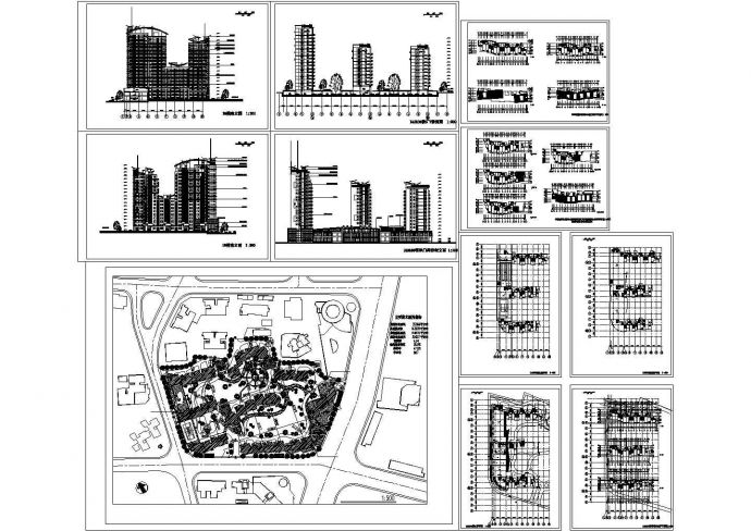 某规划用地面积35666平方米高层住宅小区规划设计cad施工总平面图（含技术经济指标，含部分住宅楼建筑方案图）_图1