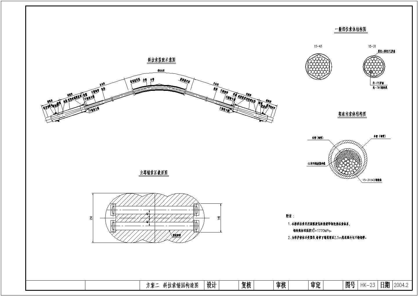 自锚式悬索桥主桥斜拉索锚固构造节点详图设计