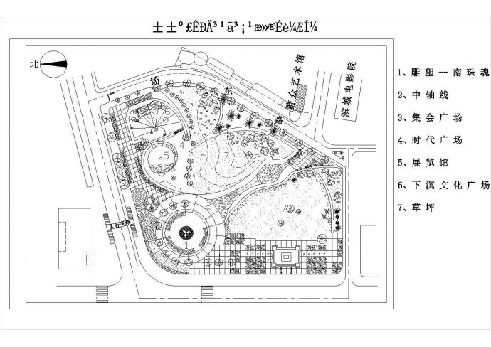 某小规模广场绿化布置CAD参考图_图1