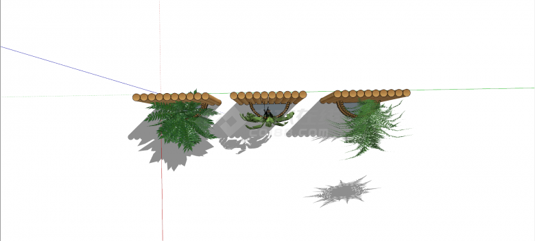 垂直绿化竹制花架su模型-图二
