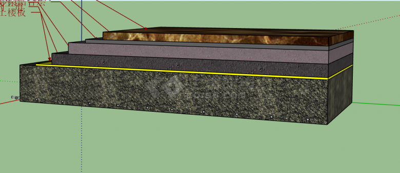 大型工程石材垫层图su模型-图二