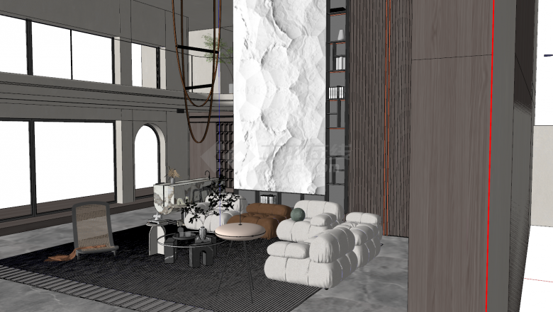 现代家装客厅单双人沙发su模型-图二