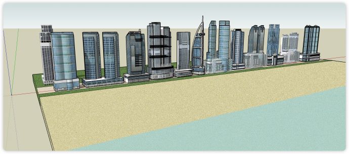 现代造型建筑城市规划SU模型_图1