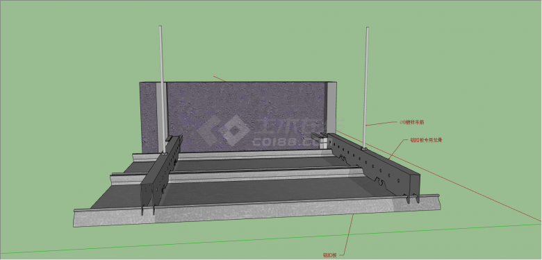 灰色系铝扣板与石膏板组合su模型-图二