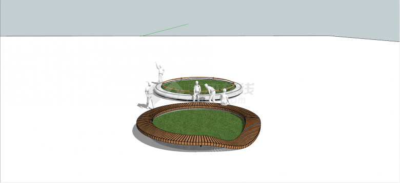 异形塑木材质花池坐凳su模型-图二