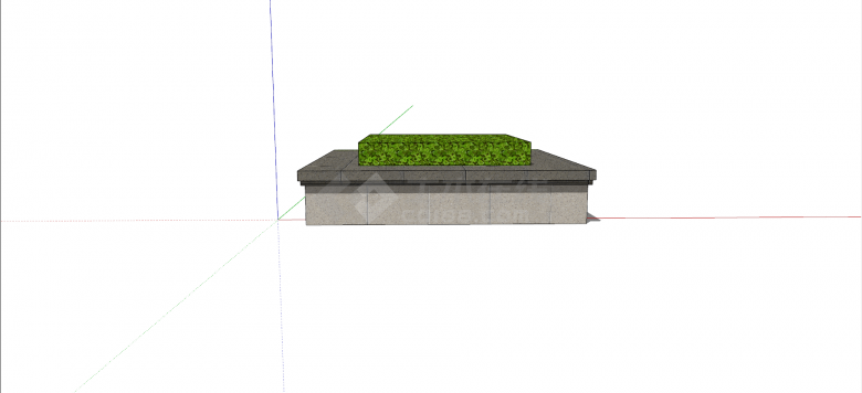 正方形水磨石材质花池坐凳su模型-图一