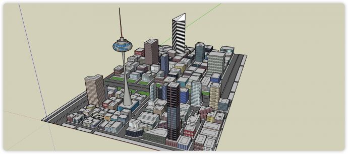 电视塔地标城市规划商业综合体建筑SU模型_图1