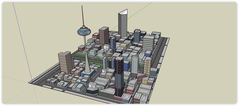 电视塔地标城市规划商业综合体建筑SU模型-图一