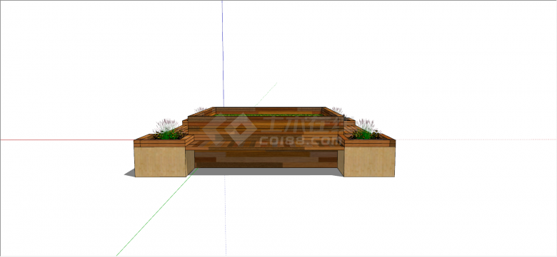 棕色系塑木材质花池坐凳su模型-图二