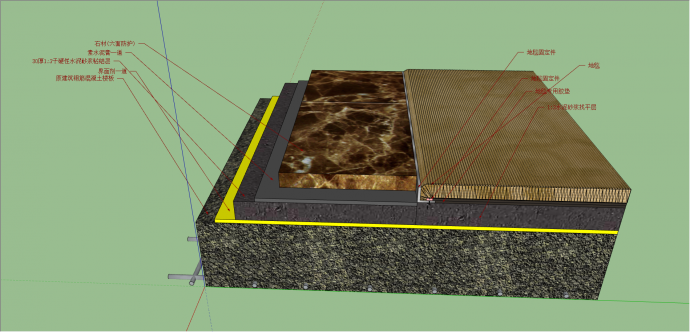 防护石材与地毯组合su模型_图1