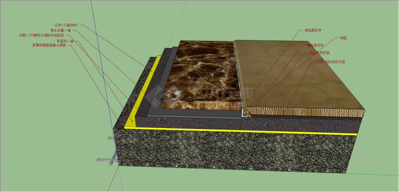 防护石材与地毯组合su模型-图一