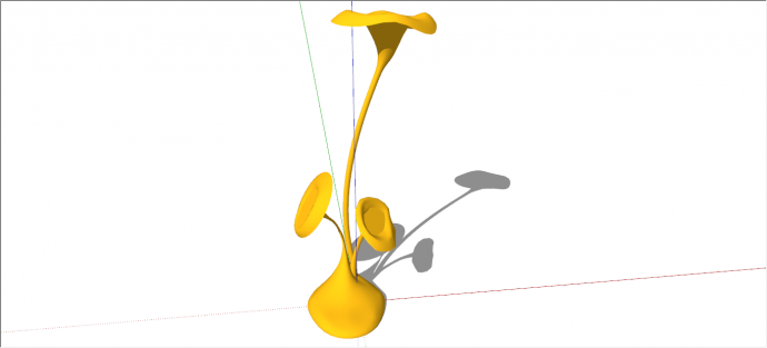 黄色小花现代艺术雕塑su模型_图1
