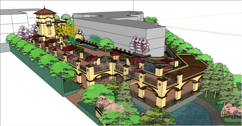 小区展示区景观设计su模型-图二