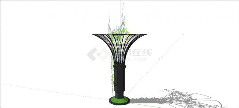 黑色铁网现代艺术雕塑su模型-图一