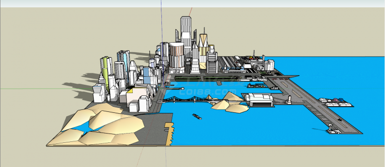 城市总体空间设计SU模型-图一