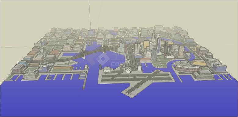 沿海发达城市设计su模型-图二