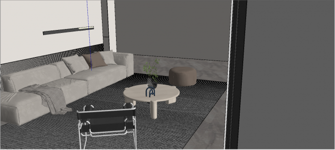 现代客厅沙发及其配套设施一体化设计su模型_图1