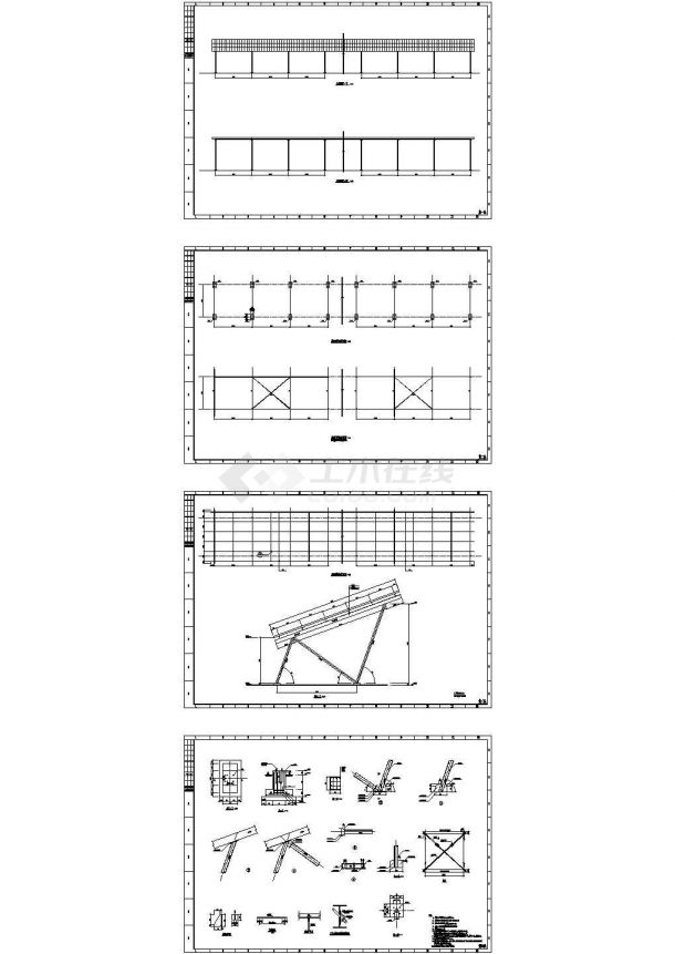 太阳能光伏板车棚设计结构CAD图纸-图一