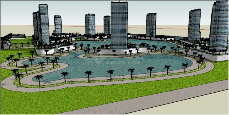 现代绿色城市建筑景观设计su模型-图二